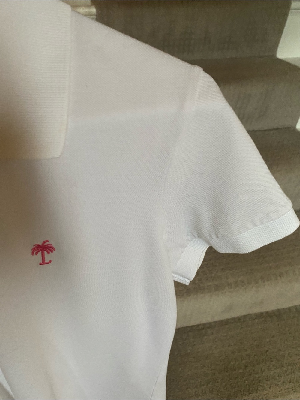 Lilly Pulitzer White Polo with Pink Palm Motif - Picture 3 of 4